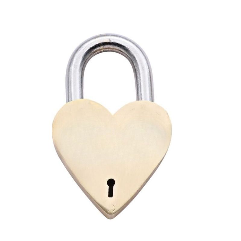 RIIZXY026C handmade 3.25 inches heart shape brass lock