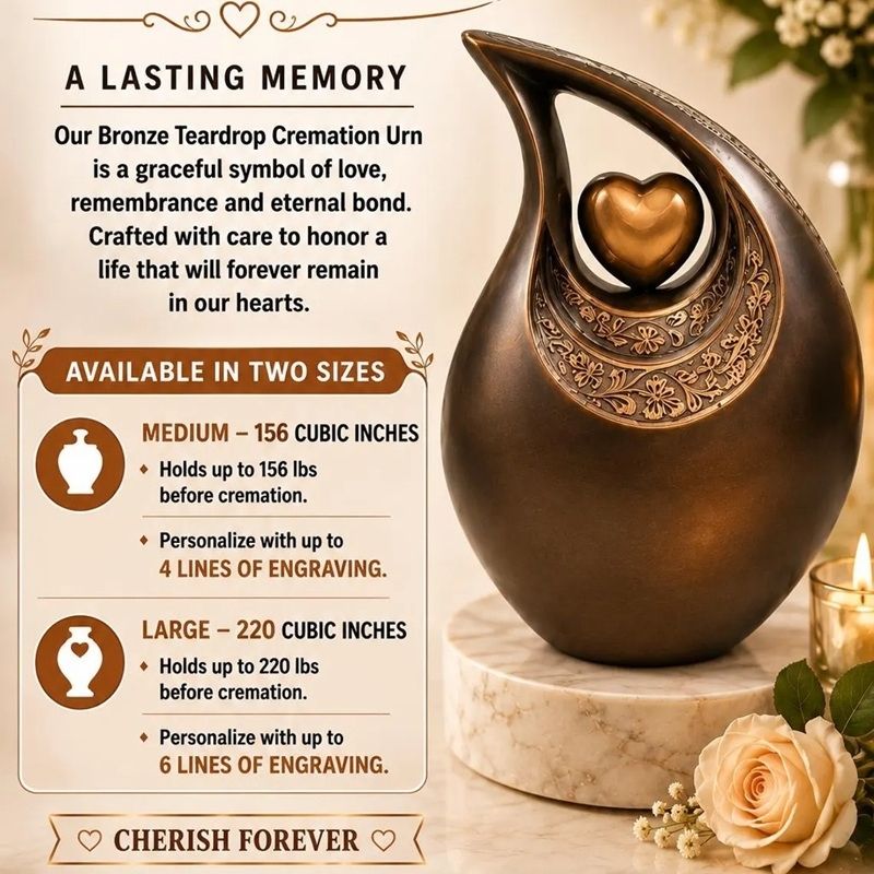 Bronze Heart Cremation Urn: Ornate Memorial Keepsake