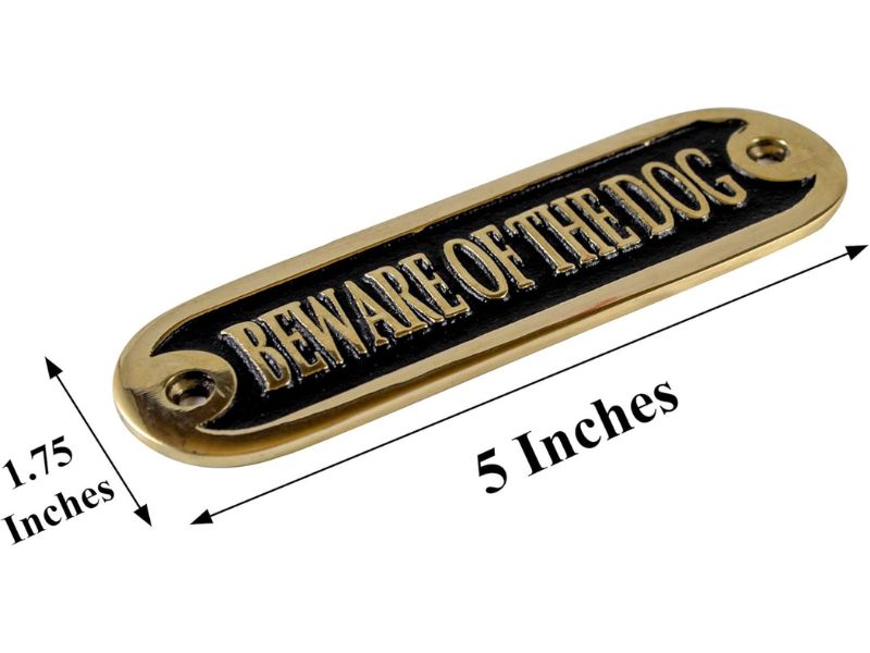 Beware of the Dogs Brass Sign – Gold & Black Cast Metal Plaque | Handmade Vintage Wall Plate | Warning Door Sign for Home, Garden, or Gate | Dog Security Warning Décor Accessory, Wall Mounted