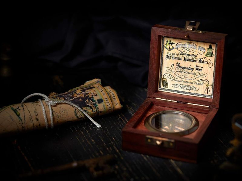 Handmade Antique Vintage Brass Compass in Rosewood Box | Exquisite Nautical Compass for Home Decor | Pocket Compass Gift for Every Occasion
