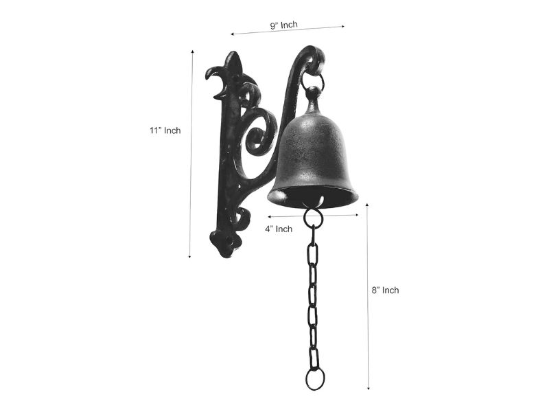 Vintage Cast Iron Dinner Bell | Rustic Entry Door Bell for Home & Farm | Outdoor Hanging Wall Bell for Porch, Garden, Front Gate & Indoor Decoration | Antique Farmhouse Style Doorbell