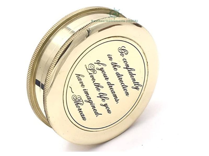 Go Confidently” Quote Brass Compass with Velvet Pouch | Henry David Thoreau Engraved Compass | Inspirational Graduation Gift | Working Directional Pocket Compass for Men, Son, Husband, Traveler