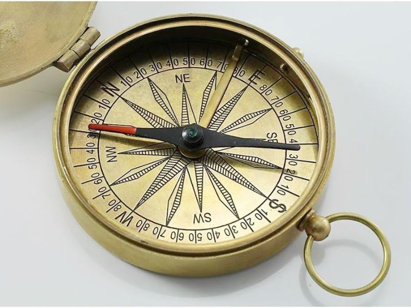 Vintage Brass Compass with C. JoyBell C. Quote – “Sometimes the Things That Are Felt…” – Inspirational Engraved Compass Gift with Leather Case for Anniversary, Graduation, Wedding, or Travel