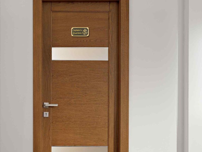 Screw Room Brass Door Sign Plaque | Vintage Nautical Wall Plate with Anchor Design | Solid Cast Brass & Black Enamel Finish | Boat Cabin Door Decor | Maritime Gift for Sailors