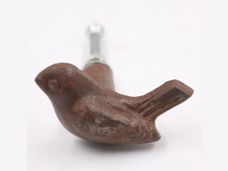 Rustic Iron Bird Drawer Knobs (Set of 6) – Vintage Boho Cabinet Pulls for Kitchen, Dresser, Wardrobe & Outdoor Furniture – Handcrafted Antique Finish Handles