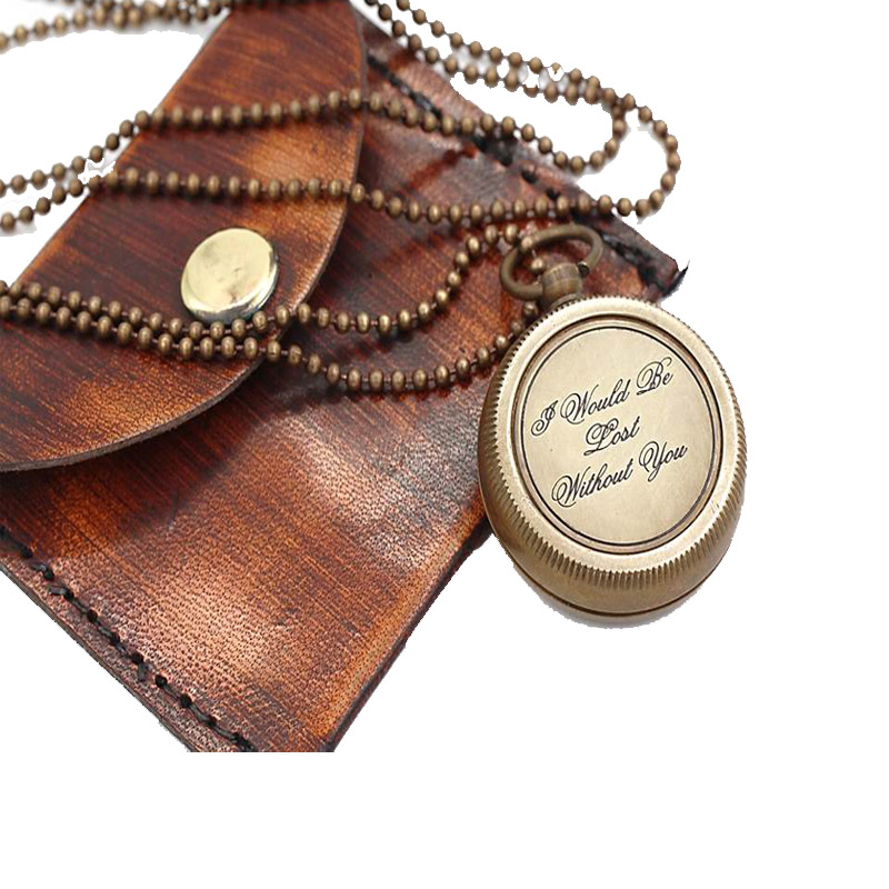I WOULD BE LOST  WITHOUT YOU, Quote  Antique Nautical Vintage Directional Magnetic Compass Necklace