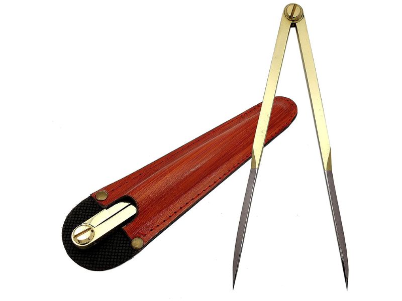 Professional 8” Solid Brass Divider – Vintage Navigation & Drawing Tool with Straight Pattern – Heavy-Duty Artist Compass for Precision Art, Drafting, Map Plotting & Geometry – Includes Leather Case