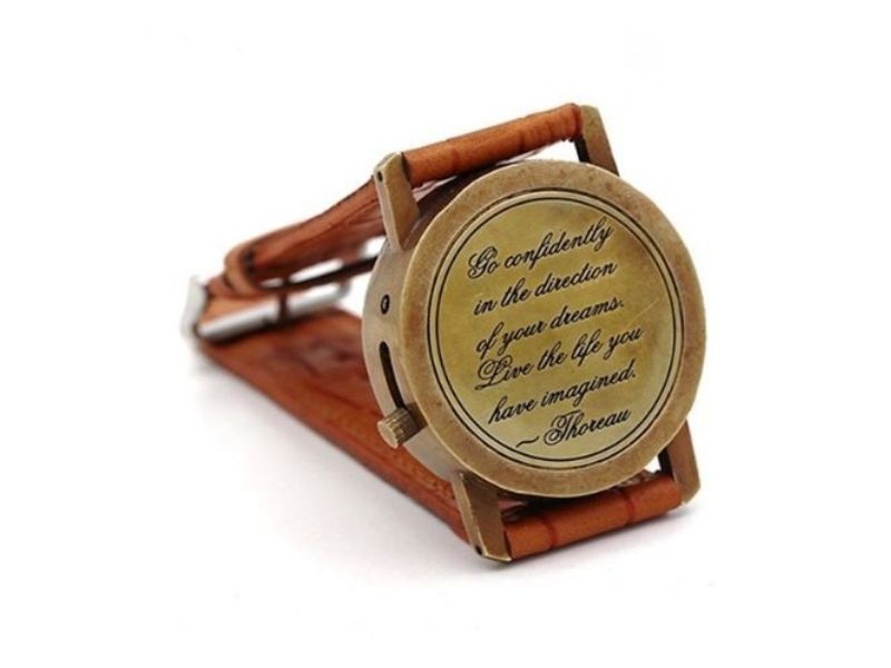 Vintage Brass Wrist Compass with Orange Leather Strap | Handmade Nautical Direction Watch Style Compass for Travel, Hiking, Gifts & Home Decor