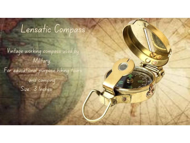 Marine Finish Polished Brass Military Compass | Vintage Nautical Navigation Device | Handmade Maritime Compass for Collectors, Decor & Gifts
