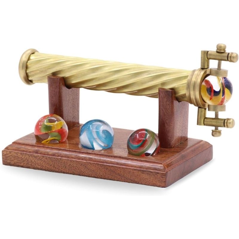 Marblescope Brass Kaleidoscope with Interchangeable Glass Marbles, Includes Hardwood Display Stand-A Thoughtful Gift for the Discerning Collector