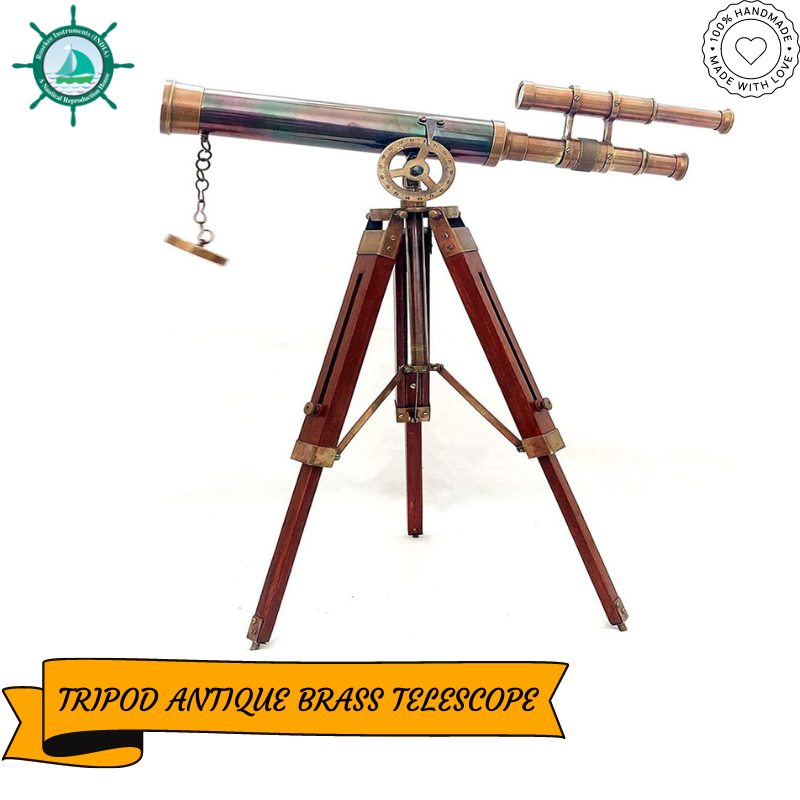  Roll over image to zoom in Collectible Brass Antique Two Ton Telescope with Tripod