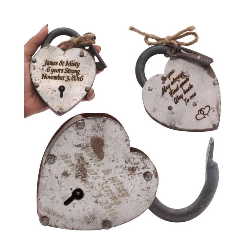Handmade 4 inch White Heart Shape Iron Lock