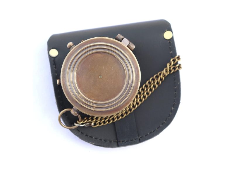 Solid Brass Compass Engraved with Thoreau’s “Go Confidently” Quote | Working Directional Camping Compass with Stamped Leather Case | Adventure, Graduation, Christmas & Anniversary Gift for Him