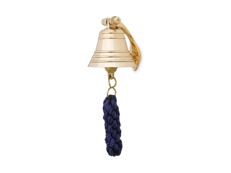 Handcrafted Solid Brass Nautical Bell – Heavy Wall Mount Ship’s Bell with Rope Handle, Polished Maritime Décor