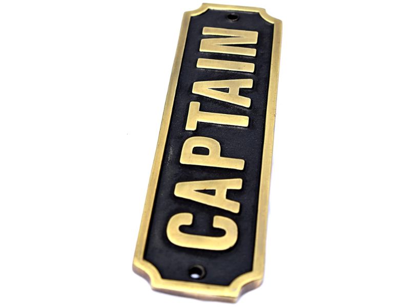 Vintage Handmade Solid Brass “CAPTAIN” Door Sign | Nautical Antique Wall Plaque for Office, Cabin, Boat, or Home | Vintage Brass Nameplate | Maritime Decor Gift | Polished & Lacquered Finish
