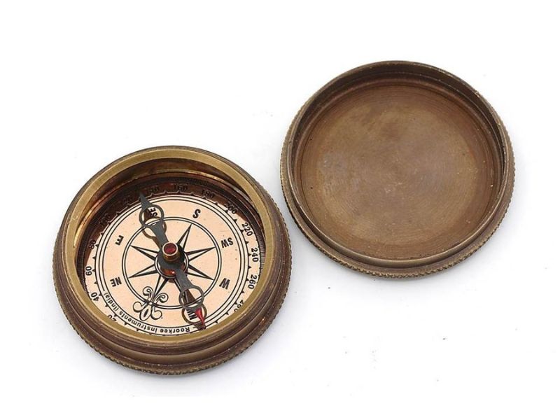 Ralph Waldo Emerson Quote Compass – “Do Not Go Where The Path May Lead” Engraved Brass Compass with Wooden Leather Case, Inspirational Graduation Gift, Adventure Keepsake for Men, Women, Son, Daughter