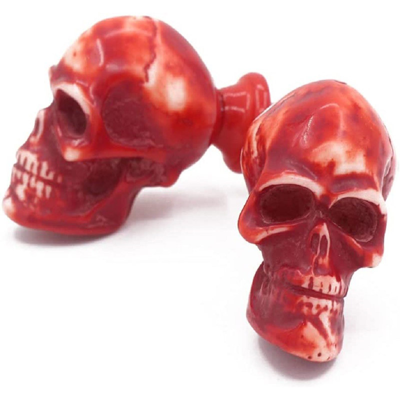 RII Skull Decorative Resin Dresser Knob for Furniture, Chest of Drawres, Cupboard, Nursery Drawer and Cabinet Pull, Sideboards and Wardrobes (Pack of 6, Red)