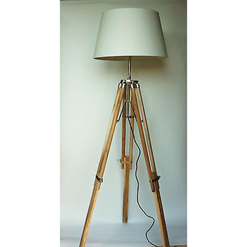 Classic Wood Tripod Floor Lamp Home Decor Lamp with Shade and Bulb