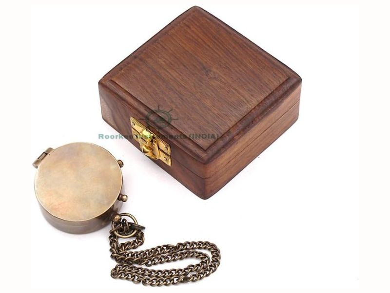 Solid Brass Compass with Thoreau Quote – Antique Nautical Directional Compass in Polished Rosewood Case – Vintage Magnetic Pocket Compass for Outdoor, Hiking, Graduation & Adventure Gifts