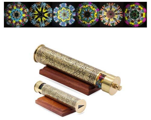 Manufacturer Handmade Gaint Star Mandala Brass Kaleidoscope with Display Stand