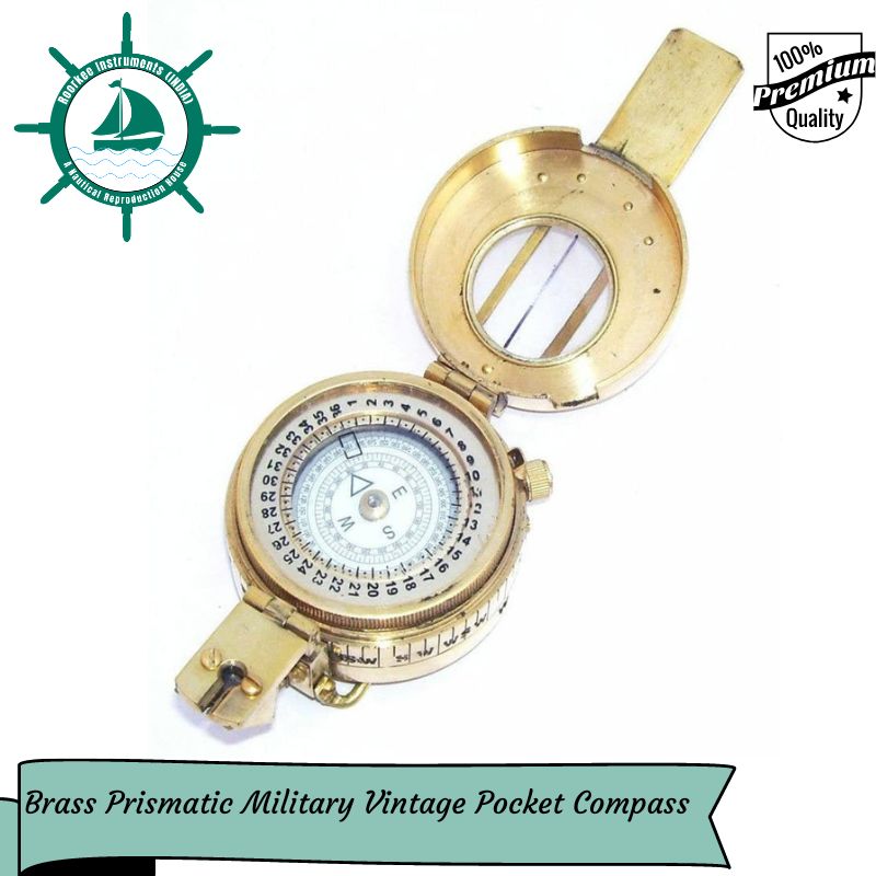 Brass Prismatic Military Vintage Pocket Compass - Steampunk Accessory - Antique Finish - Beautiful Handmade Gift -British Compass Gift for Nautical Lovers