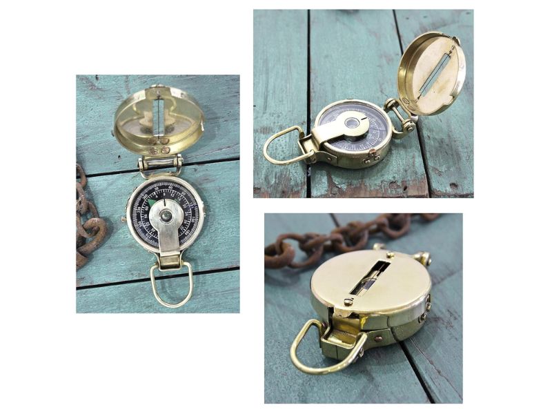 Marine Finish Polished Brass Military Compass | Vintage Nautical Navigation Device | Handmade Maritime Compass for Collectors, Decor & Gifts