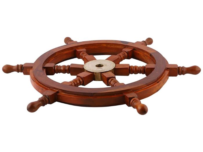 36” Wooden Ship Wheel – Handcrafted Nautical Captain Steering Wheel | Rustic Pirate Wall Hanging Décor | Solid Wood Marine Wheel for Home, Office, Bar & Restaurant | Nautical Gift for Sailors & Sea Lovers
