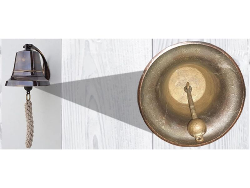 Solid Brass Wall Mounted Ship Bell, Bronze Finish Marine Hanging Bell for Dinner, Indoor &amp; Outdoor Use, School, Bar, Reception, Restaurant, Nautical Decor by Roorkee Instruments India