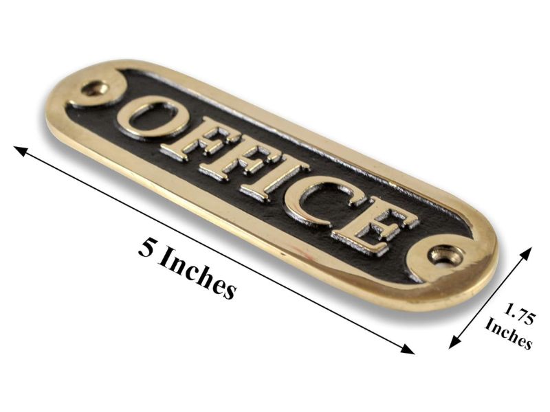 \'\' Office \'\' Door Sign Brass Casted Gold/Black Handmade Plaque | Vintage Style Wall Mounted Name Plate | Solid Brass Office Room Sign | Decorative Gold Black Plate for Home, Hotel, or Office Decor
