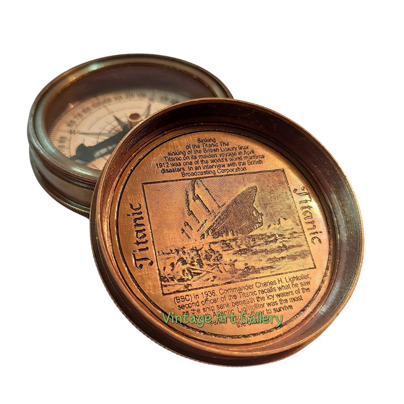 Antique Brass Titanic Compass Collectible Gift