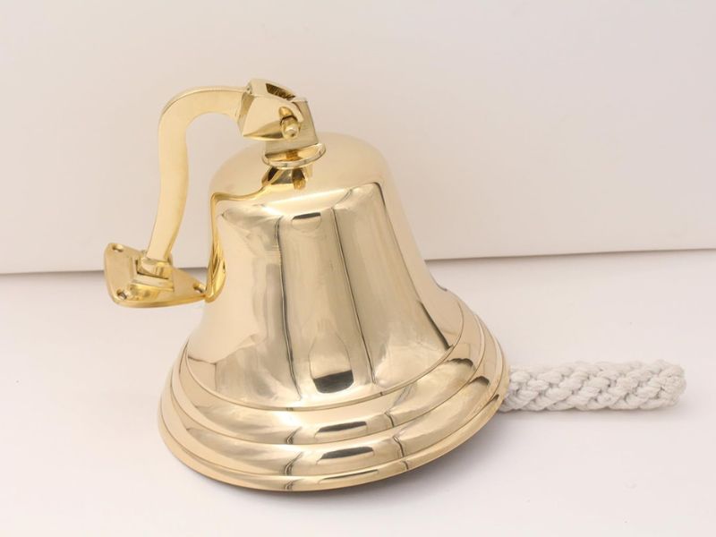 Solid Brass Wall Mounted Ship Bell 6 Inch by The Metal Magician – Loud Clear Sound for Reception, School, Church, Dinner, Indoor & Outdoor Décor