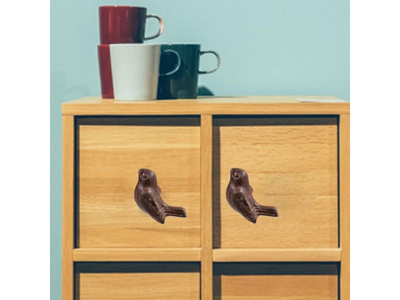 Rustic Iron Bird Drawer Knobs (Set of 6) – Vintage Boho Cabinet Pulls for Kitchen, Dresser, Wardrobe & Outdoor Furniture – Handcrafted Antique Finish Handles