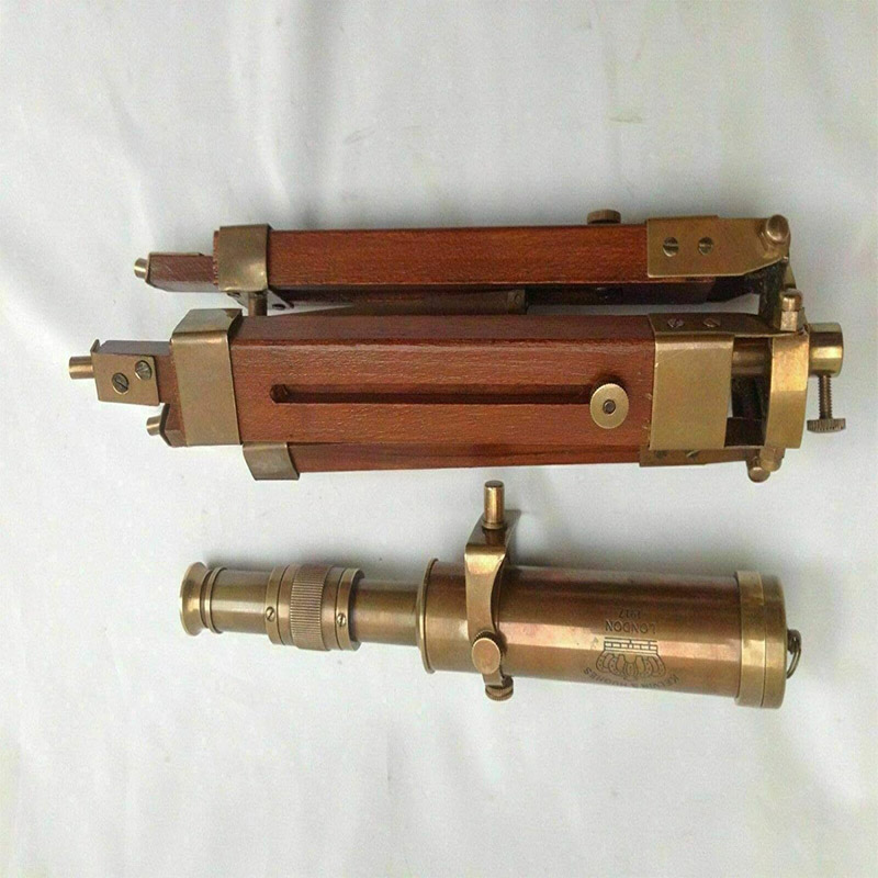 Vintage Telescope for Home Decor, Vintage Telescope Marine Spyglass Brass Telescope with Wooden Tripod Stand Replica Gift