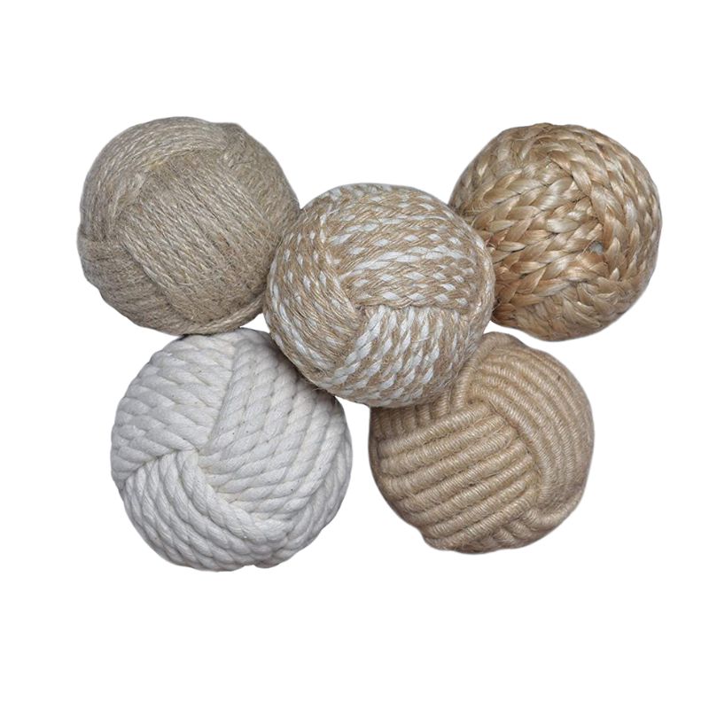 5pcs 2.5 Inch, Rustic Nautical Decorative Spherical Natural Jute Rope, Cotton Ball, Vase &amp; Tray Bowl Filler, Home Tabletop Décor, Wedding and Party Display Props, Housewarming Gift