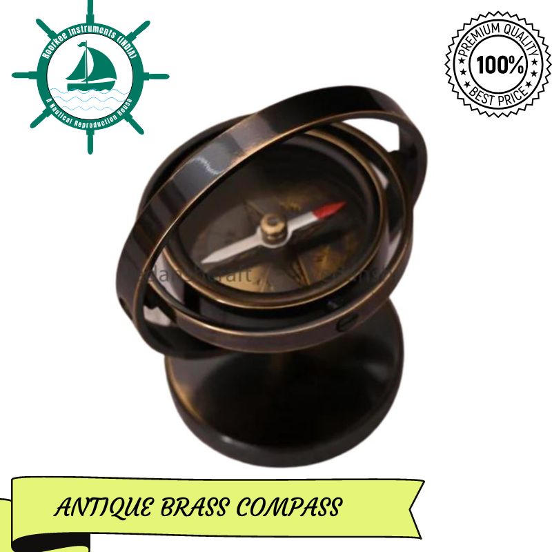Nautical Antique Brass Finish 2.8 inch Brass Stand Gimbaled Compass