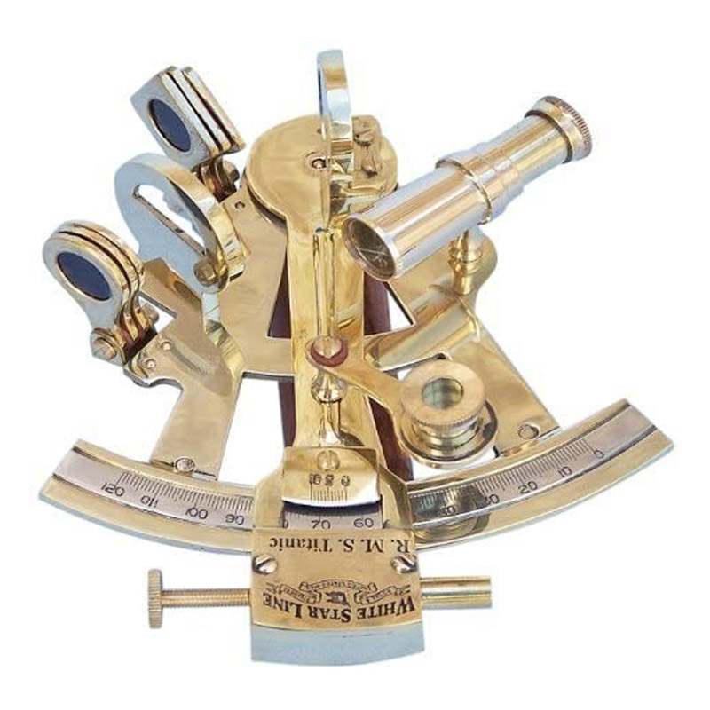 Pocket Brass Sextant 5&quot; White Star Line R.M.S. Titanic Nautical Navy Sailors Brass, Celestial Navigation with Movable Telescope, Determine Latitude &amp; Longitude, Galactic Gifting Sextant, Graduation