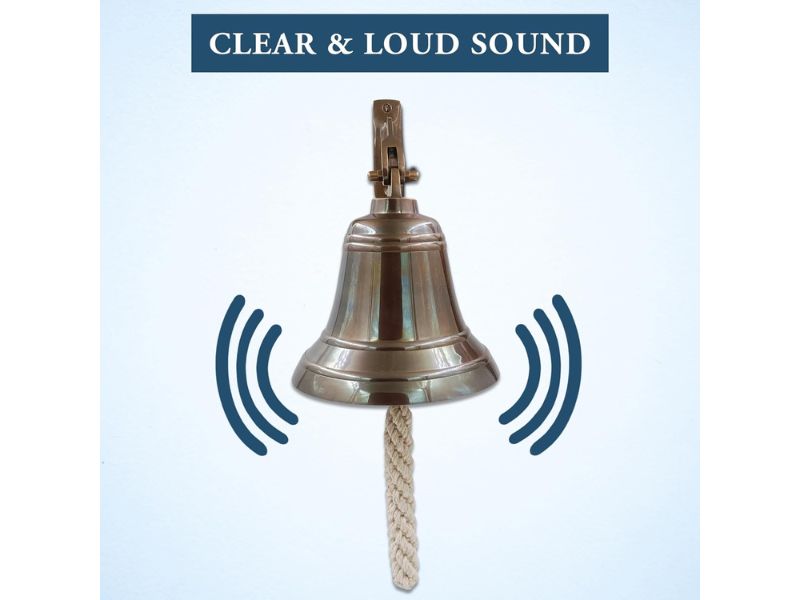 Solid Brass Wall Mounted Ship Hanging Bell 6 Inch – Antique Finish Nautical Brass Bell for Reception, School, Outdoor, Indoor, Dinner & Church by Roorkee Instruments India