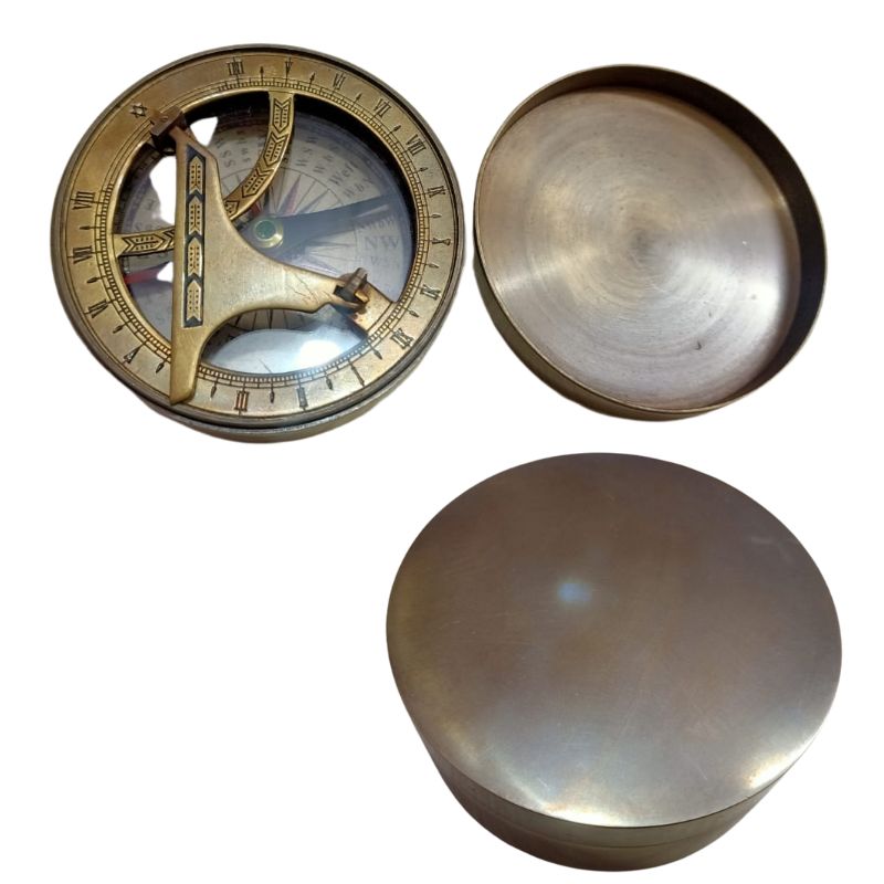2.5 Inch brown Plain Brass Sundial compass
