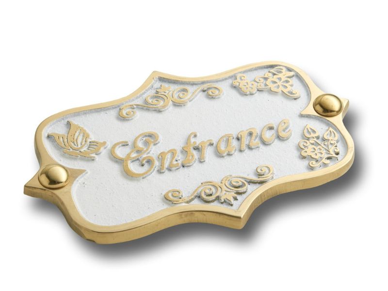 Entrance Brass Door Sign – Vintage Shabby Chic Style Wall Plaque for Home Décor – Handmade Solid Brass “Entrance” Name Plate – Antique Finish Rustic House Door Decoration