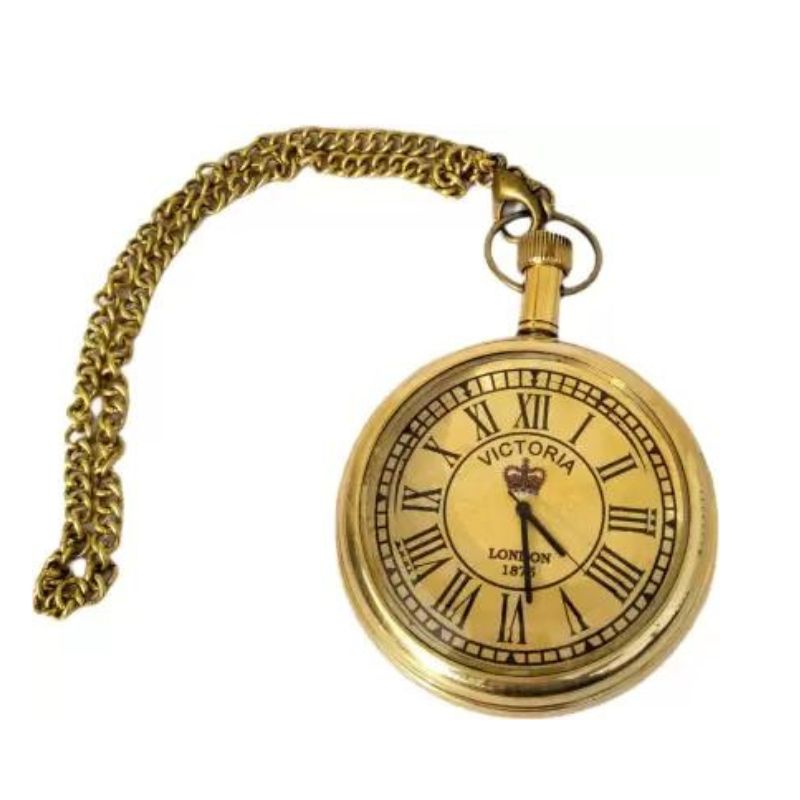 Handmade Crown Shiny Brass Pocket Watch 