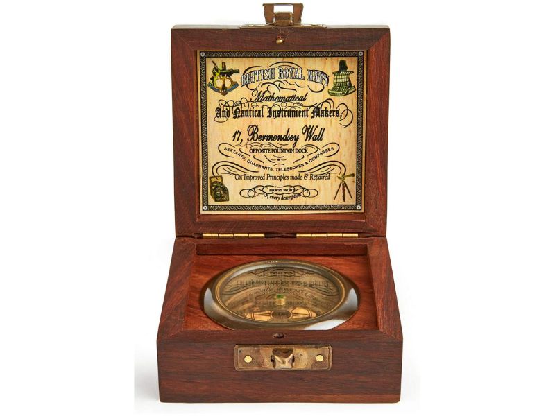 Handmade Antique Vintage Brass Compass in Rosewood Box | Exquisite Nautical Compass for Home Decor | Pocket Compass Gift for Every Occasion