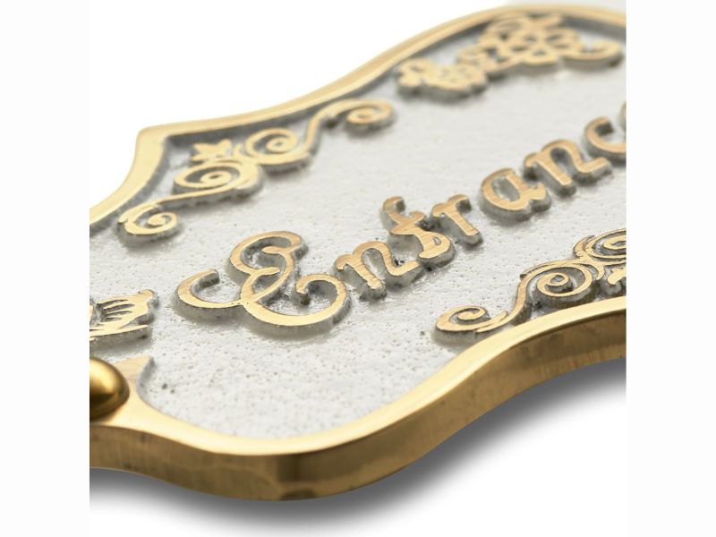Entrance Brass Door Sign – Vintage Shabby Chic Style Wall Plaque for Home Décor – Handmade Solid Brass “Entrance” Name Plate – Antique Finish Rustic House Door Decoration