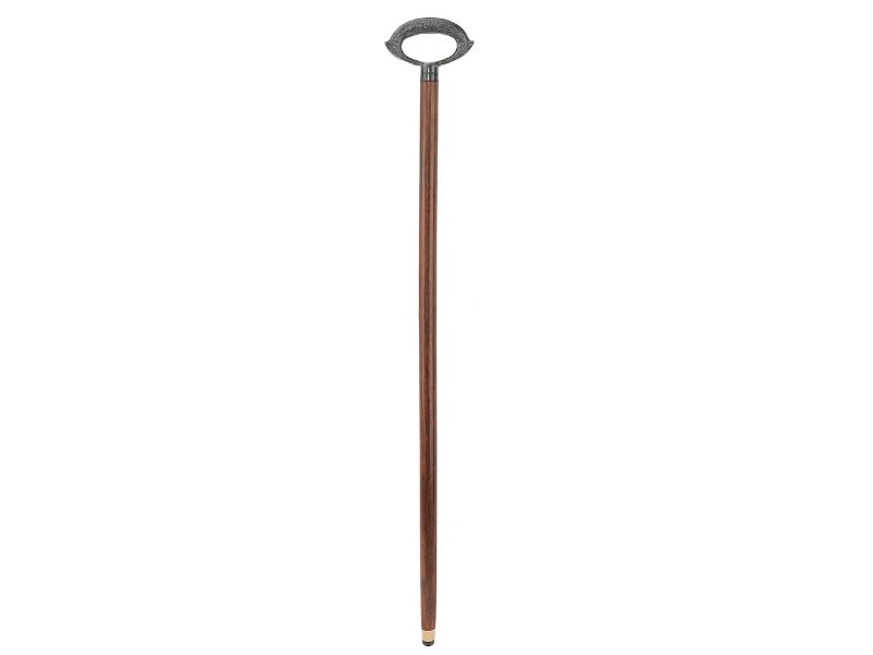 Vintage Floral Engraved Brass Handle Walking Stick – Decorative Metal “U” Shaped Cane Handle with Solid Wood Shaft – Antique Style Walking Cane for Men & Women, 37 Inches