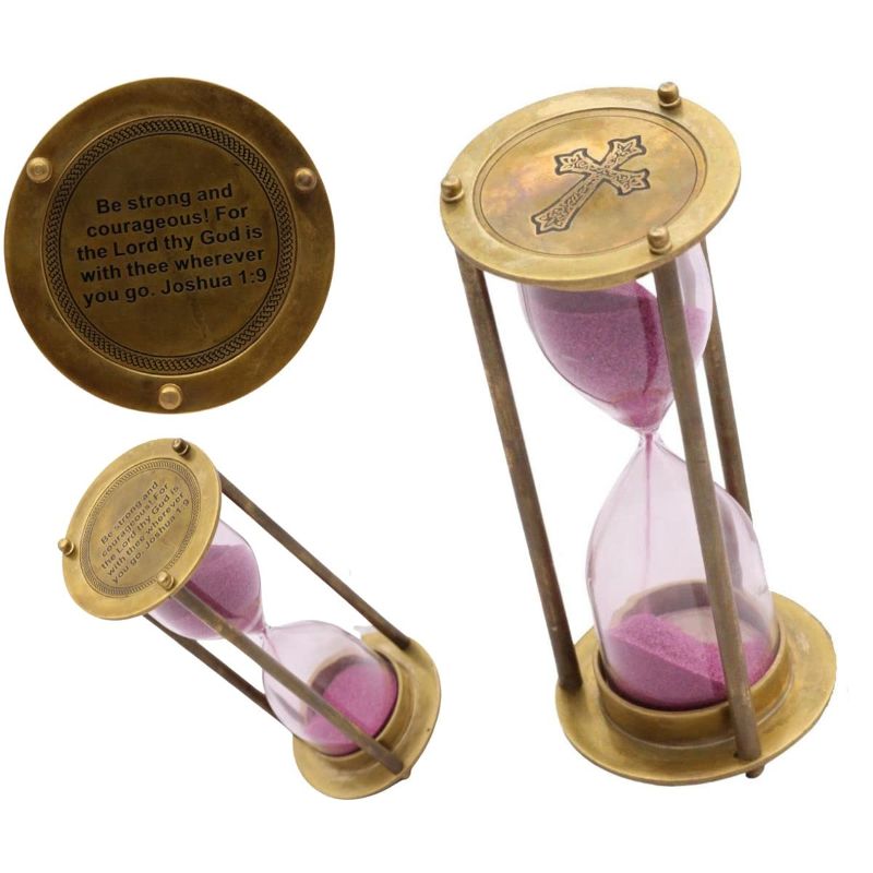 Nautical Poem Engraved Be strong 5 min Handmade Brass Sand Timer for Loved One