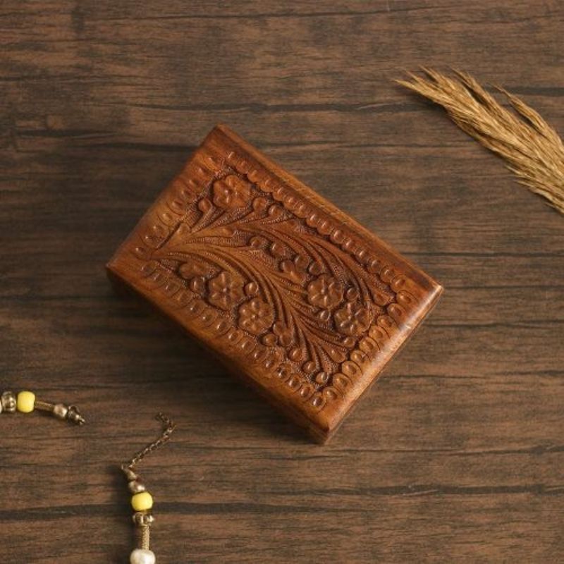 Small Wooden Trinket Box, Engraved Mini Keepsake Box Vintage Jewelry Organizer Box Wood, Jewelry Holder Case Gift for Girls