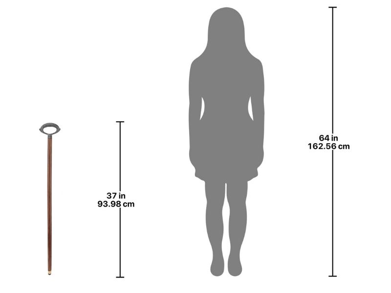 Vintage Floral Engraved Brass Handle Walking Stick – Decorative Metal “U” Shaped Cane Handle with Solid Wood Shaft – Antique Style Walking Cane for Men & Women, 37 Inches