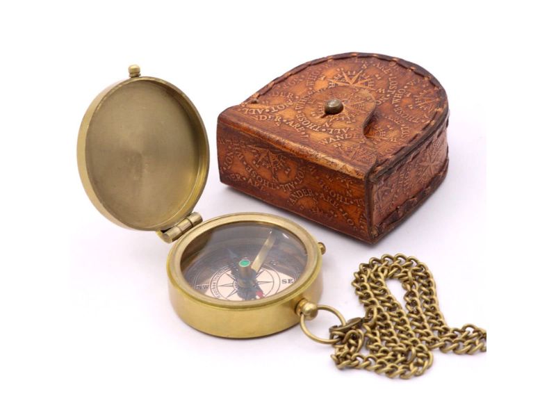 To My Son Brass Compass with Leather Case | Engraved Inspirational Quote Compass Gift from Mom & Dad | Vintage Nautical Compass for Graduation, Birthday, Christmas, or Travel Keepsake