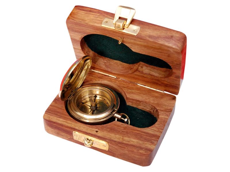 Handmade Brass Push Button Pocket Compass – Vintage Directional Compass for Men, Birthday Gift, Baptism Gift, Wedding Gift, Best Man Gift, Valentine’s Day Gift, Adventure Keepsake