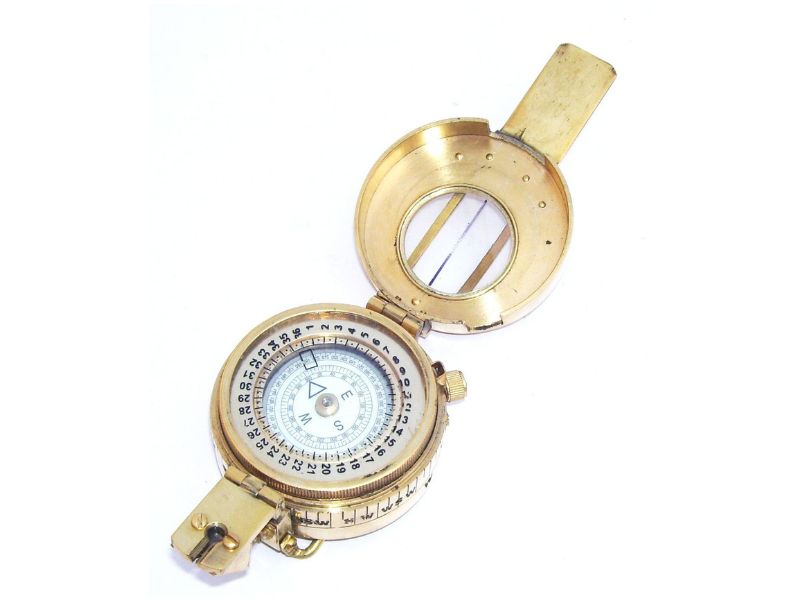 Antique Brass Military Navigation Compass | Vintage Marine Polished Pocket Compass | Nautical Survival Trekking Hunting Outdoor Navigational Instrument
