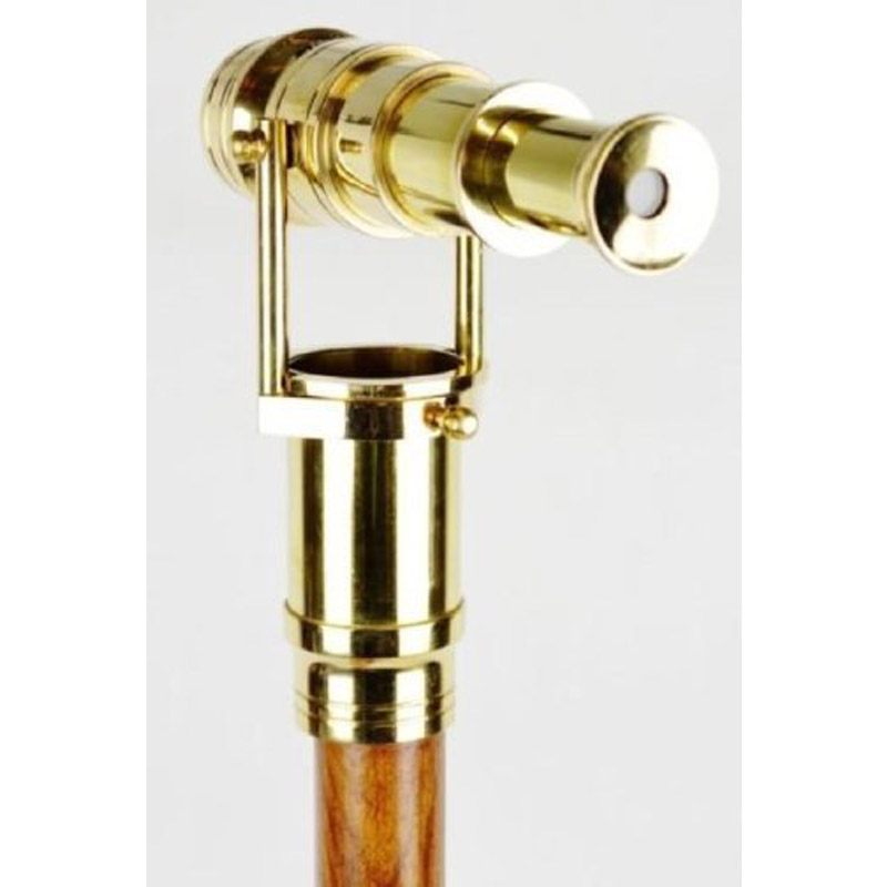 Brass Mechanical Gadget Telescope Cane Wood Walking Stick